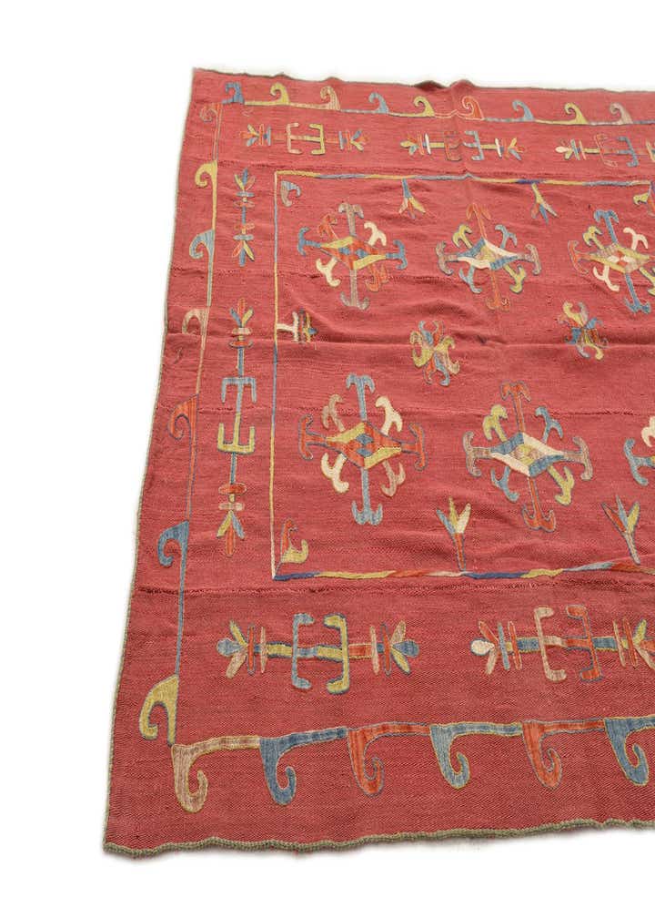 5' 10 x 7' Hand Woven Kilim Suzani Wool Rug