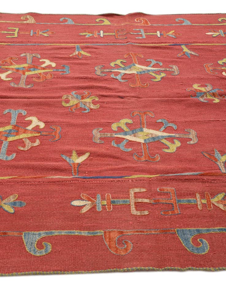 Detail image of 5' 10 x 7' Hand Woven Kilim Suzani Wool Rug