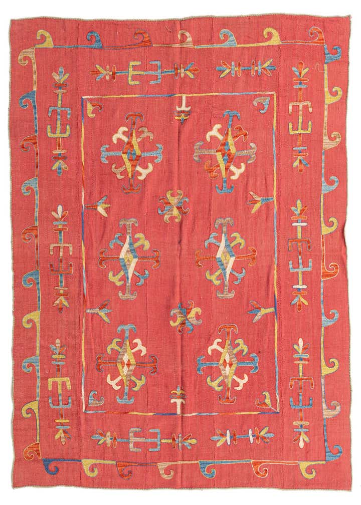 5' 10 x 7' Hand Woven Kilim Suzani Wool Rug
