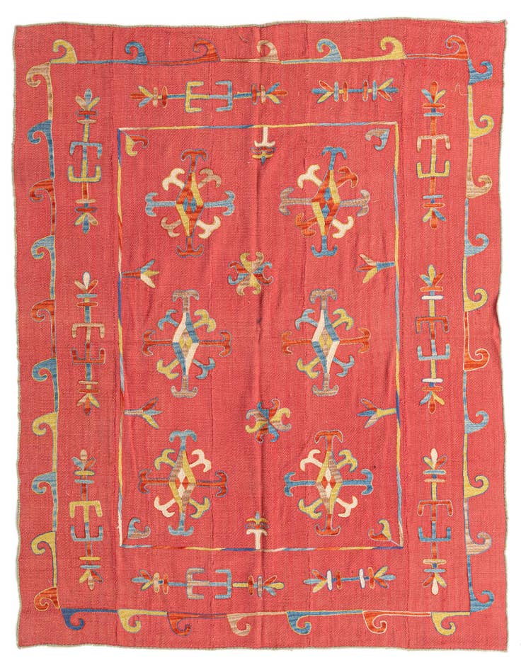 Detail image of 5' 10 x 7' Hand Woven Kilim Suzani Wool Rug