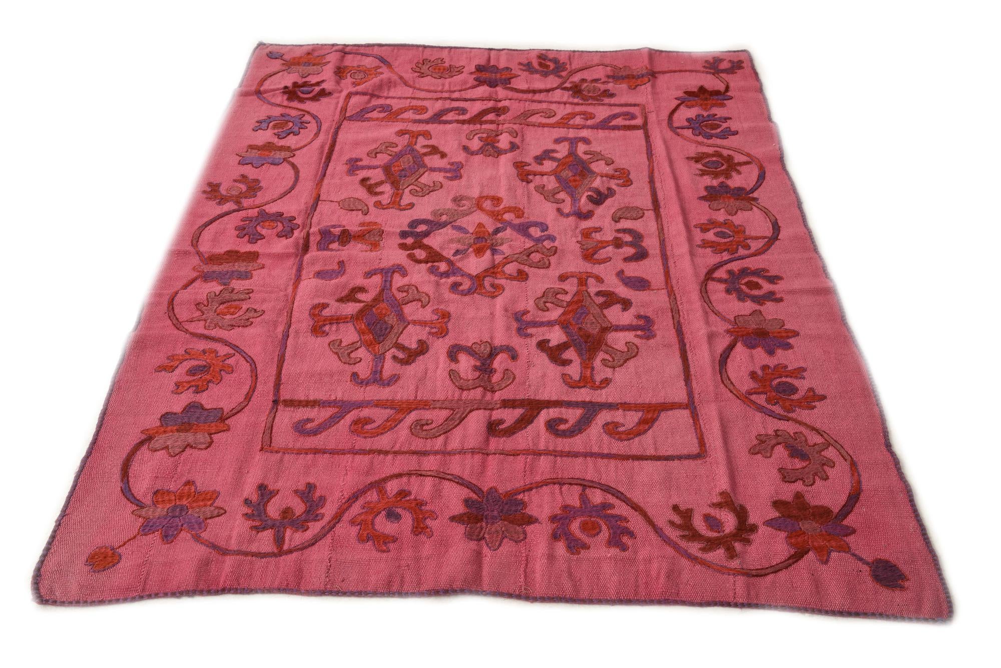 5' x 6' 7 Hand Woven Kilim Suzani Wool Rug