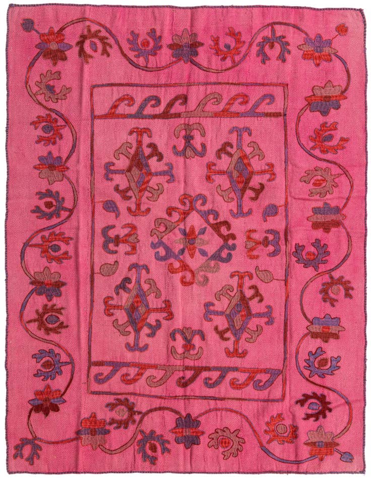Detail image of 5' x 6' 7 Hand Woven Kilim Suzani Wool Rug