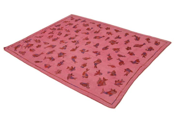 5' 3 x 6' 7 Hand Woven Kilim Suzani Wool Rug