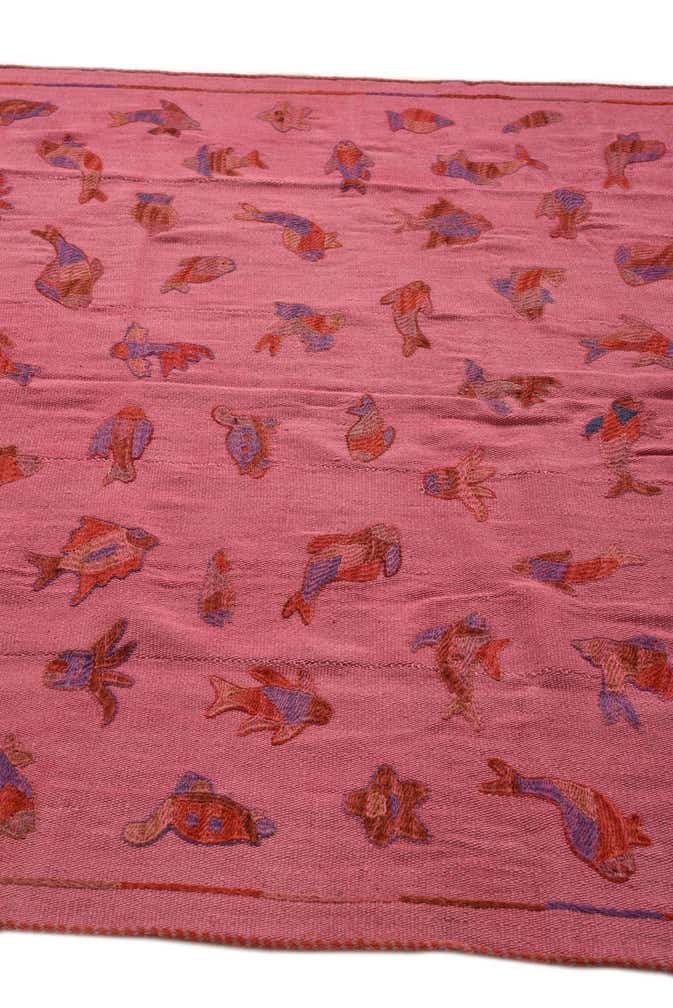 5' 3 x 6' 7 Hand Woven Kilim Suzani Wool Rug