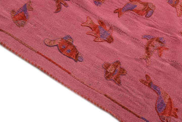 5' 3 x 6' 7 Hand Woven Kilim Suzani Wool Rug