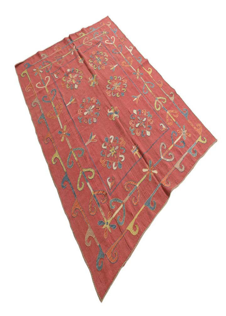 5' 9 x 7' 2 Hand Woven Kilim Suzani Wool Rug