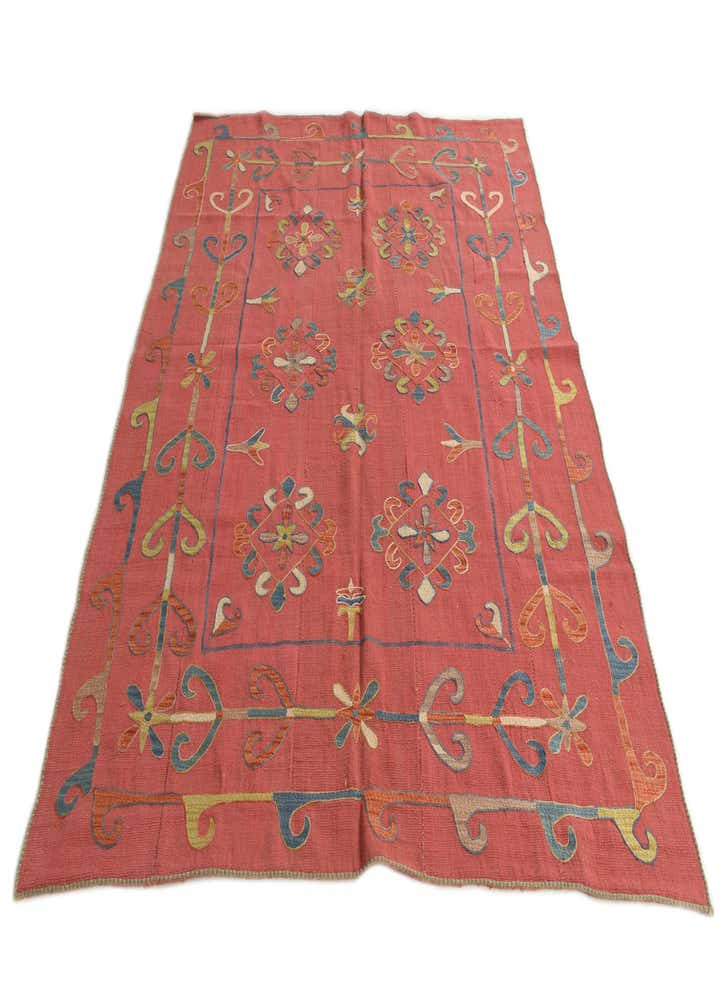 5' 9 x 7' 2 Hand Woven Kilim Suzani Wool Rug
