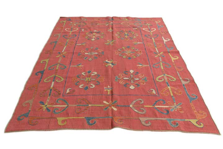 5' 9 x 7' 2 Hand Woven Kilim Suzani Wool Rug