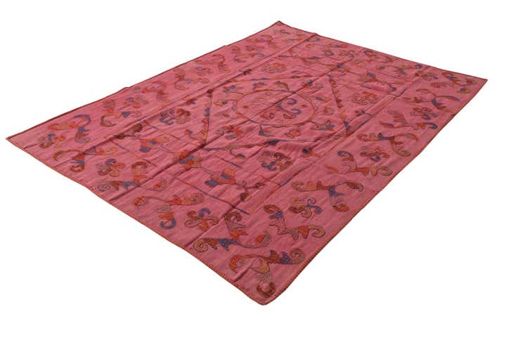5' 6 x 7' 7 Hand Woven Kilim Suzani Wool Rug