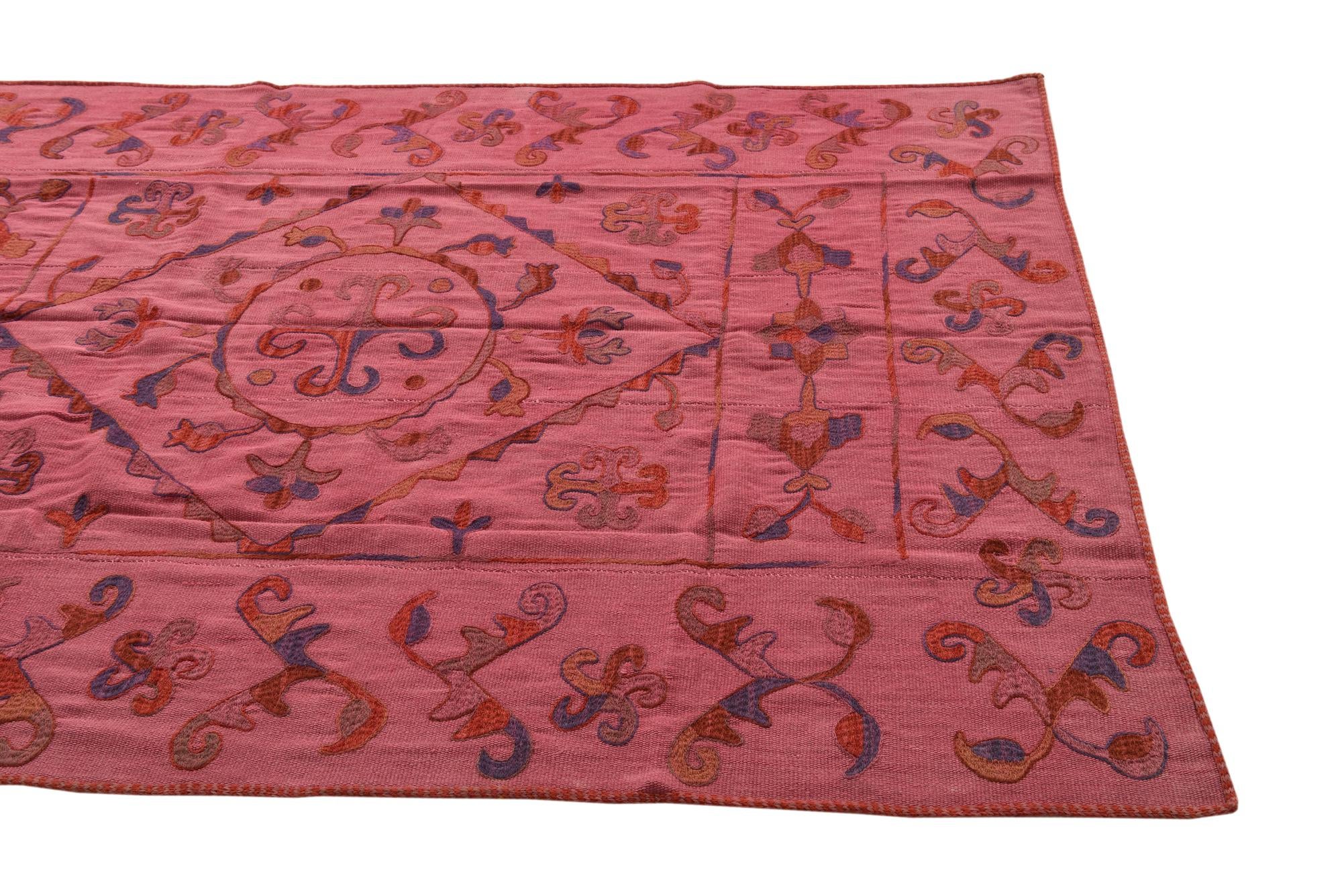 5' 6 x 7' 7 Hand Woven Kilim Suzani Wool Rug
