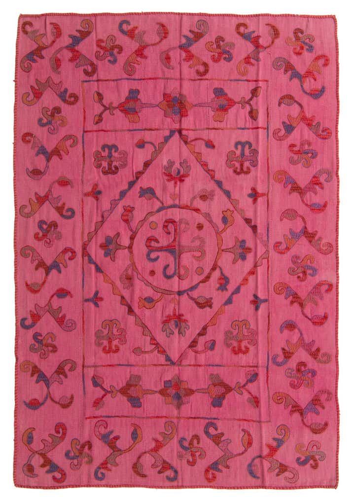 5' 6 x 7' 7 Hand Woven Kilim Suzani Wool Rug