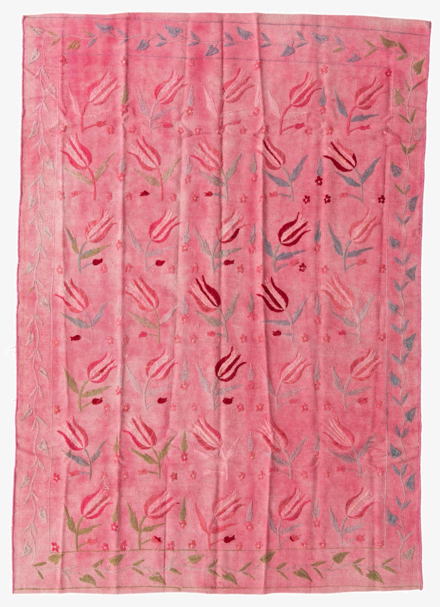 5' 3 x 7' 5  Hand Woven Kilim Suzani Wool Rug