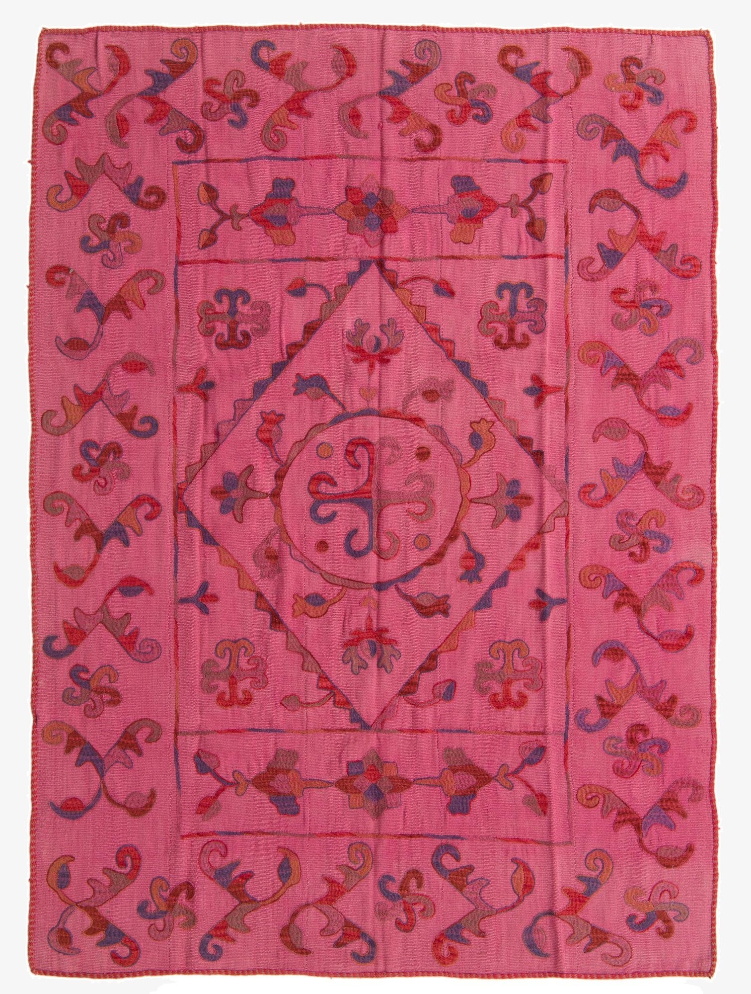 5' 6 x 7' 7  Hand Woven Kilim Suzani Wool Rug