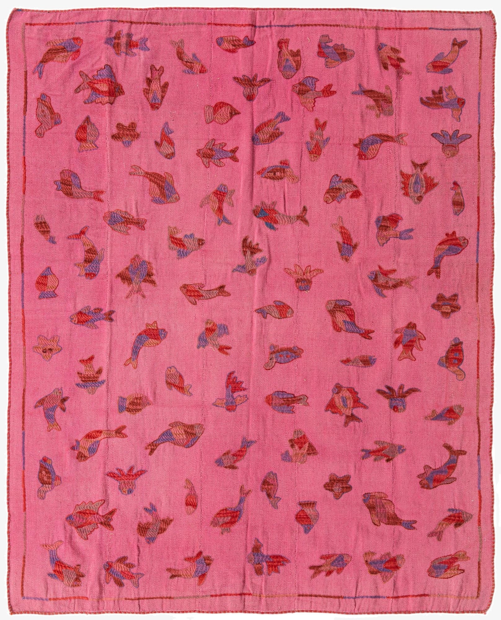 5' 3 x 6' 7  Hand Woven Kilim Suzani Wool Rug