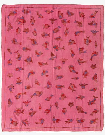 5' 3 x 6' 7 Hand Woven Kilim Suzani Wool Rug