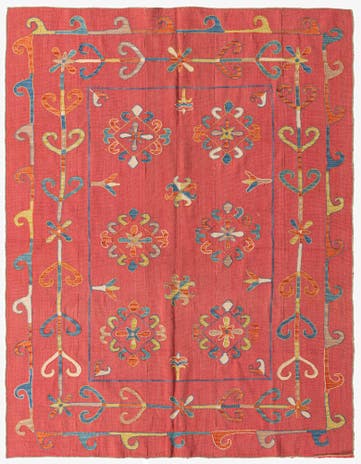 5' 9 x 7' 2 Hand Woven Kilim Suzani Wool Rug