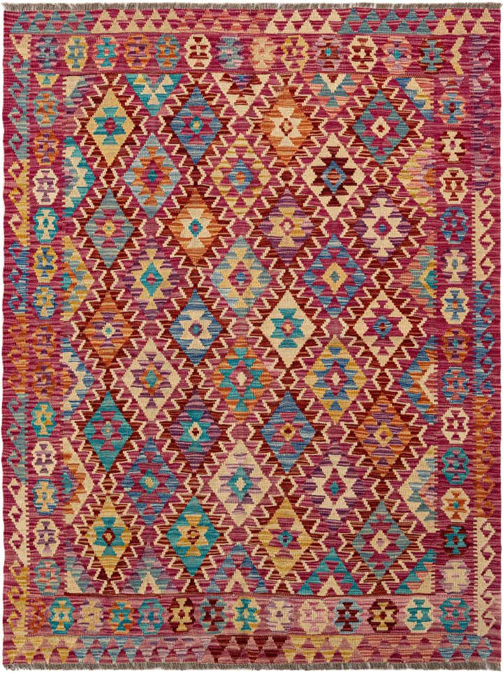 4' 11 x 6' 5 Hand Knotted Marok Kilim Rug