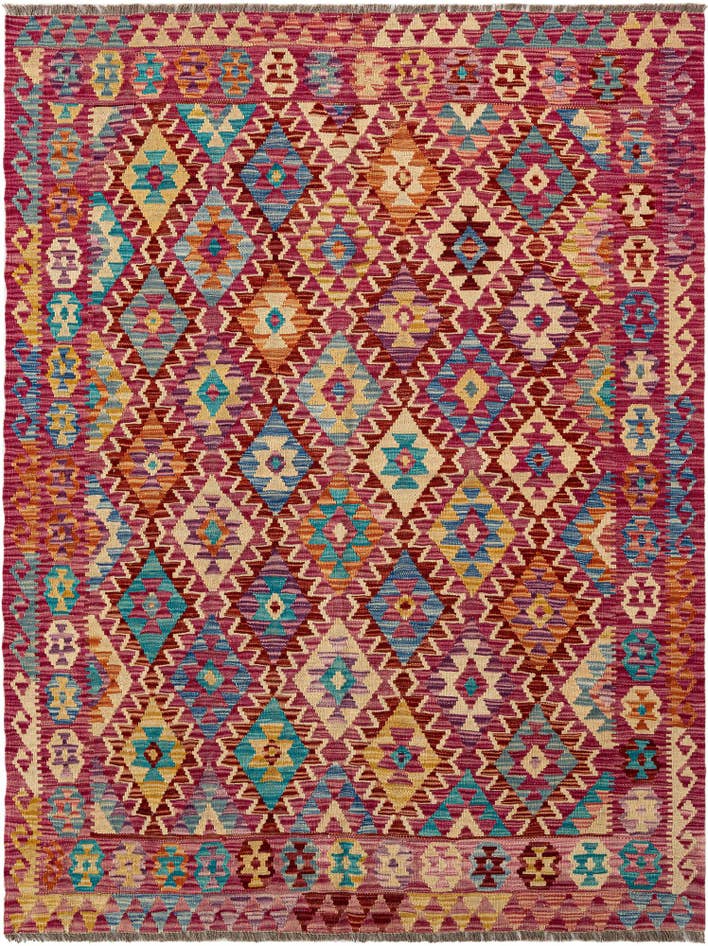 Detail image of 4' 11 x 6' 5 Hand Knotted Marok Kilim Rug