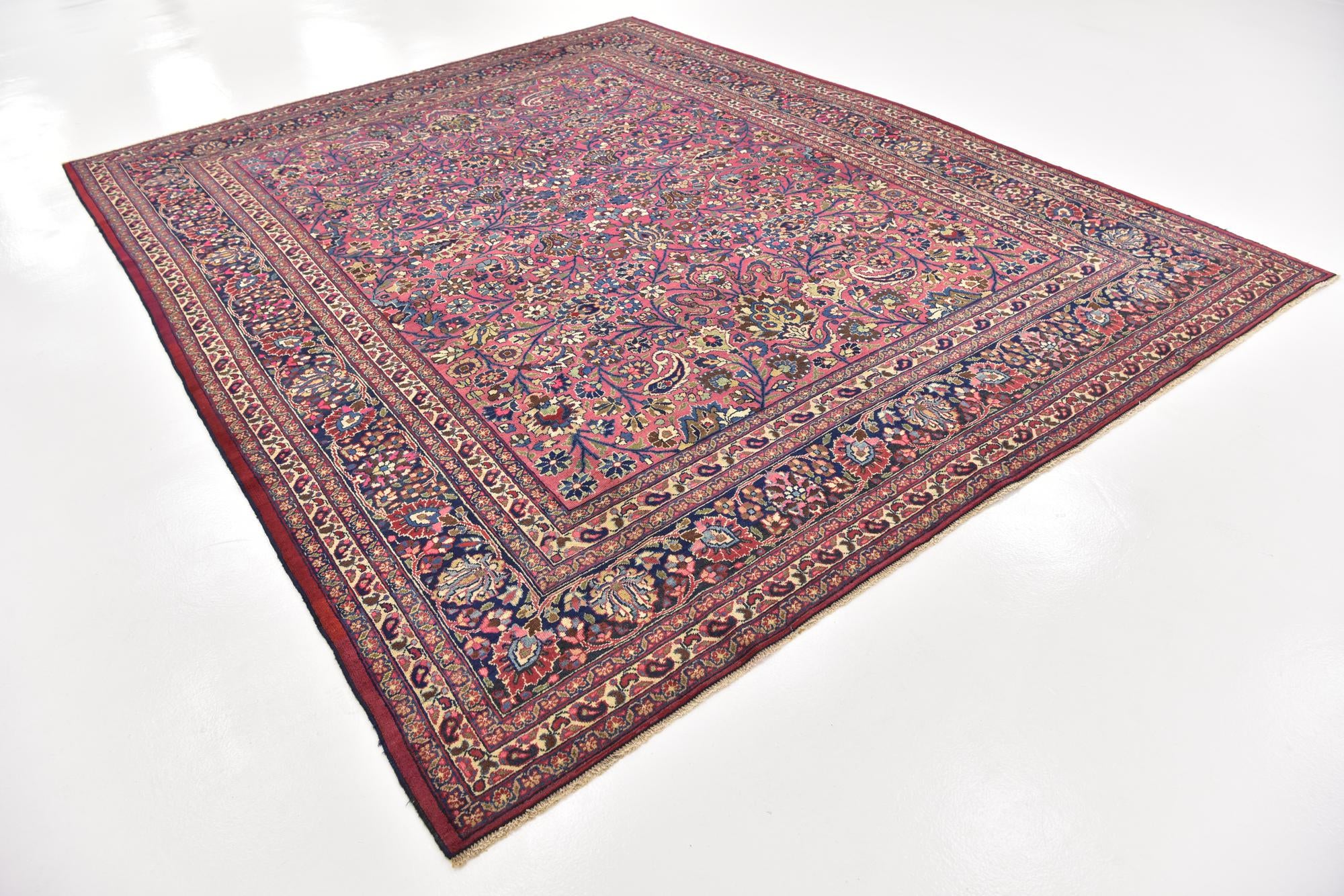 8' 10 x 11' Hand Knotted Mashad Persian Wool Rug
