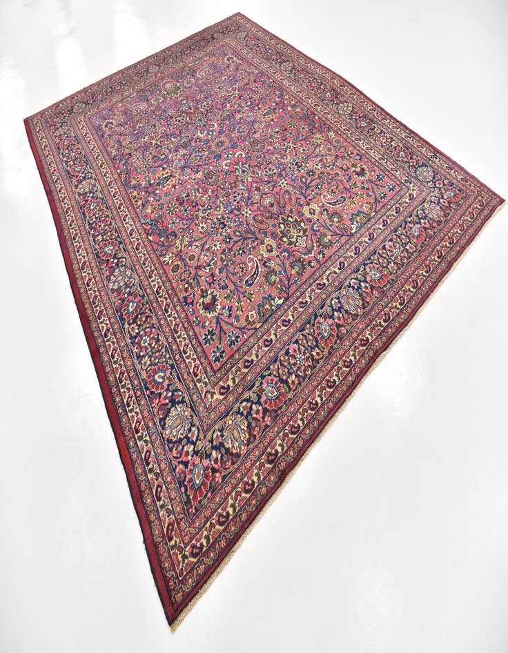 Detail image of 8' 10 x 11' Hand Knotted Mashad Persian Wool Rug