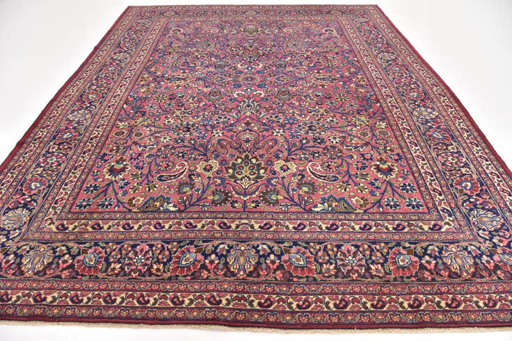 Detail image of 8' 10 x 11' Hand Knotted Mashad Persian Wool Rug