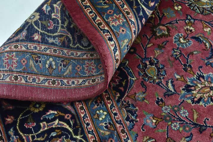 9' 7 x 12' 10 Hand Knotted Mashad Persian Wool Rug