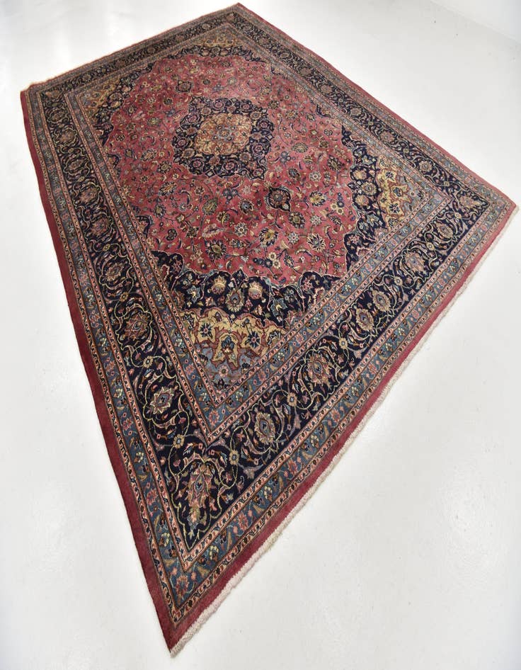 Detail image of 9' 7 x 12' 10 Hand Knotted Mashad Persian Wool Rug