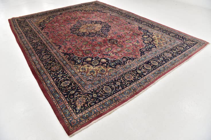 Detail image of 9' 7 x 12' 10 Hand Knotted Mashad Persian Wool Rug
