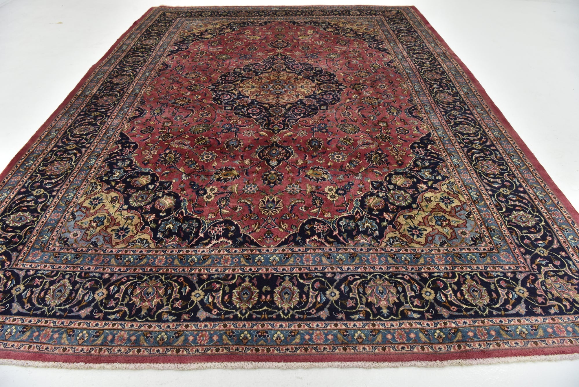 9' 7 x 12' 10 Hand Knotted Mashad Persian Wool Rug