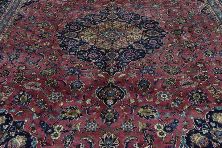 9' 7 x 12' 10 Hand Knotted Mashad Persian Wool Rug