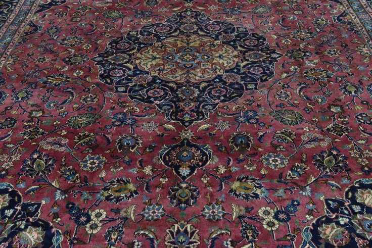 Detail image of 9' 7 x 12' 10 Hand Knotted Mashad Persian Wool Rug