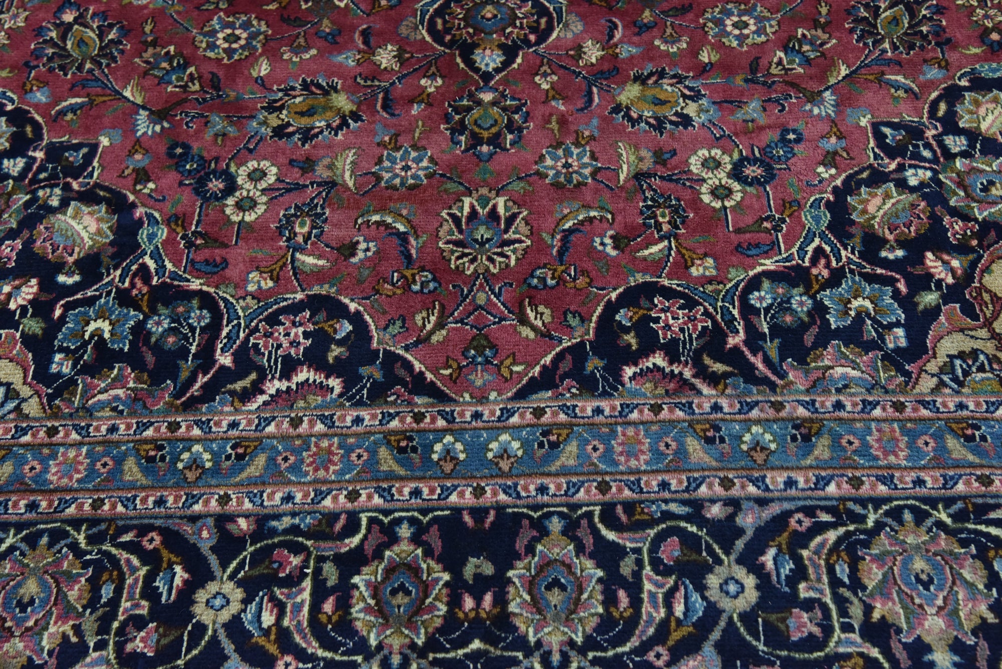 9' 7 x 12' 10 Hand Knotted Mashad Persian Wool Rug