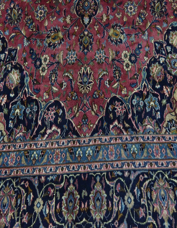 Detail image of 9' 7 x 12' 10 Hand Knotted Mashad Persian Wool Rug