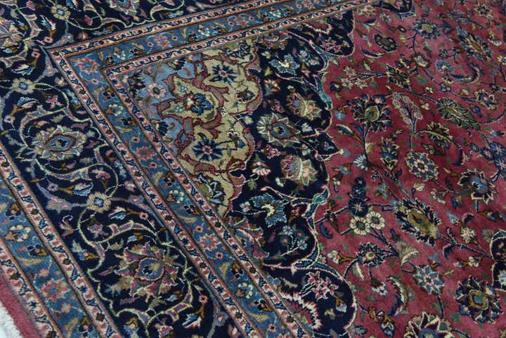 9' 7 x 12' 10 Hand Knotted Mashad Persian Wool Rug