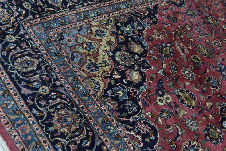 Detail image of 9' 7 x 12' 10 Hand Knotted Mashad Persian Wool Rug