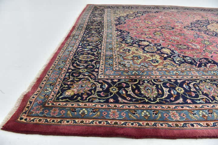 9' 7 x 12' 10 Hand Knotted Mashad Persian Wool Rug