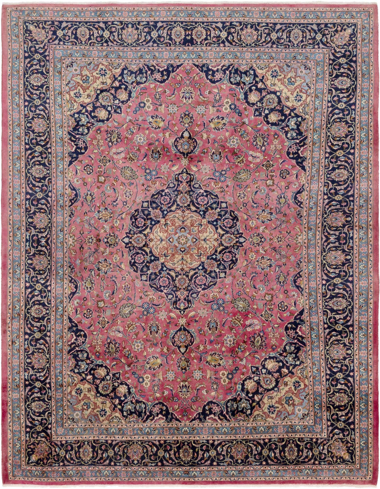 9' 7 x 12' 10 Hand Knotted Mashad Persian Wool Rug
