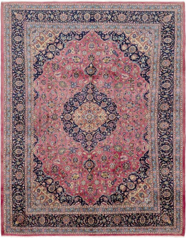 9' 7 x 12' 10 Hand Knotted Mashad Persian Wool Rug