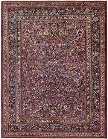 8' 10 x 11' Hand Knotted Mashad Persian Wool Rug