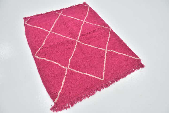 4' x 5' 2 Hand Knotted Moroccan Wool Rug