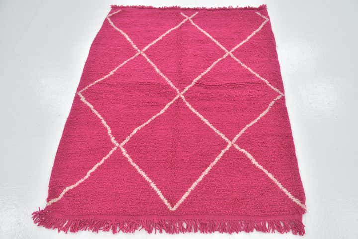 4' x 5' 2 Hand Knotted Moroccan Wool Rug