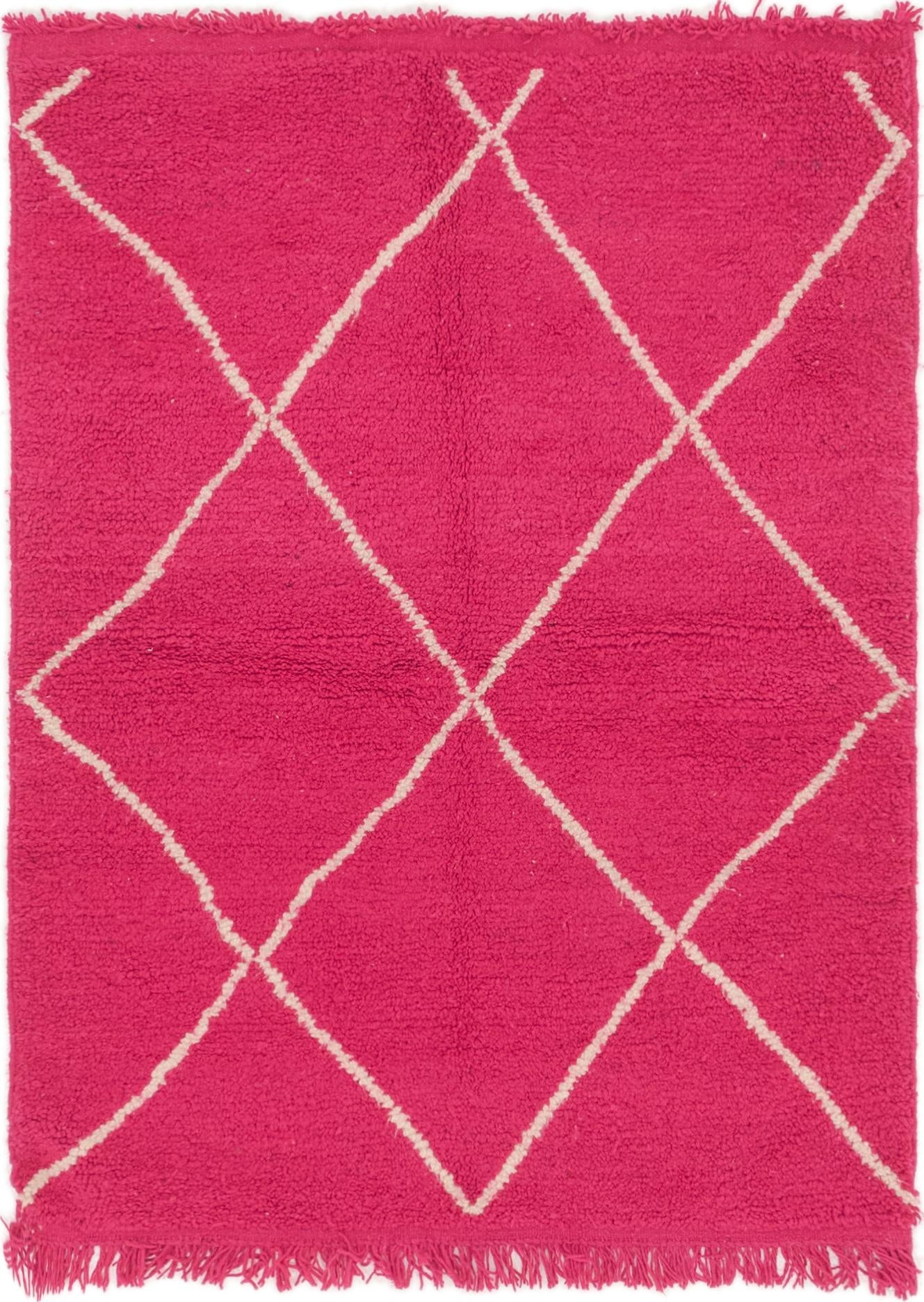 4' x 5' 2 Hand Knotted Moroccan Wool Rug