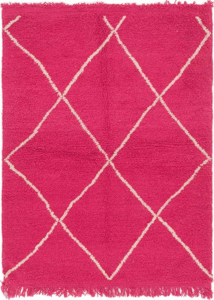 4' x 5' 2 Hand Knotted Moroccan Wool Rug