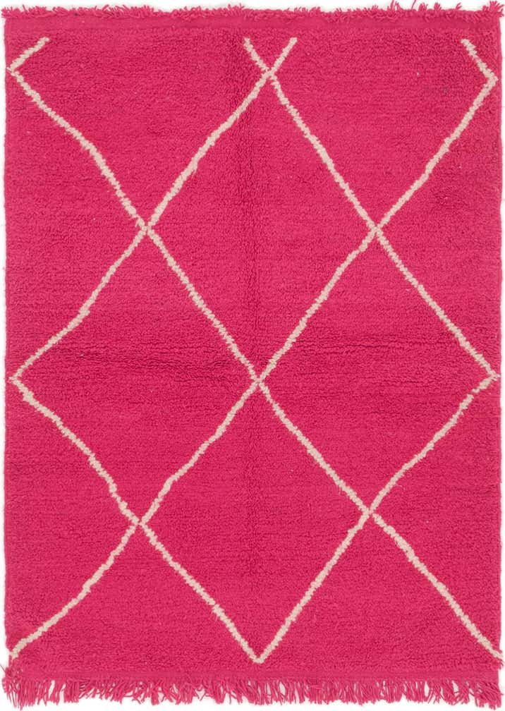 4' x 5' 2 Hand Knotted Moroccan Wool Rug