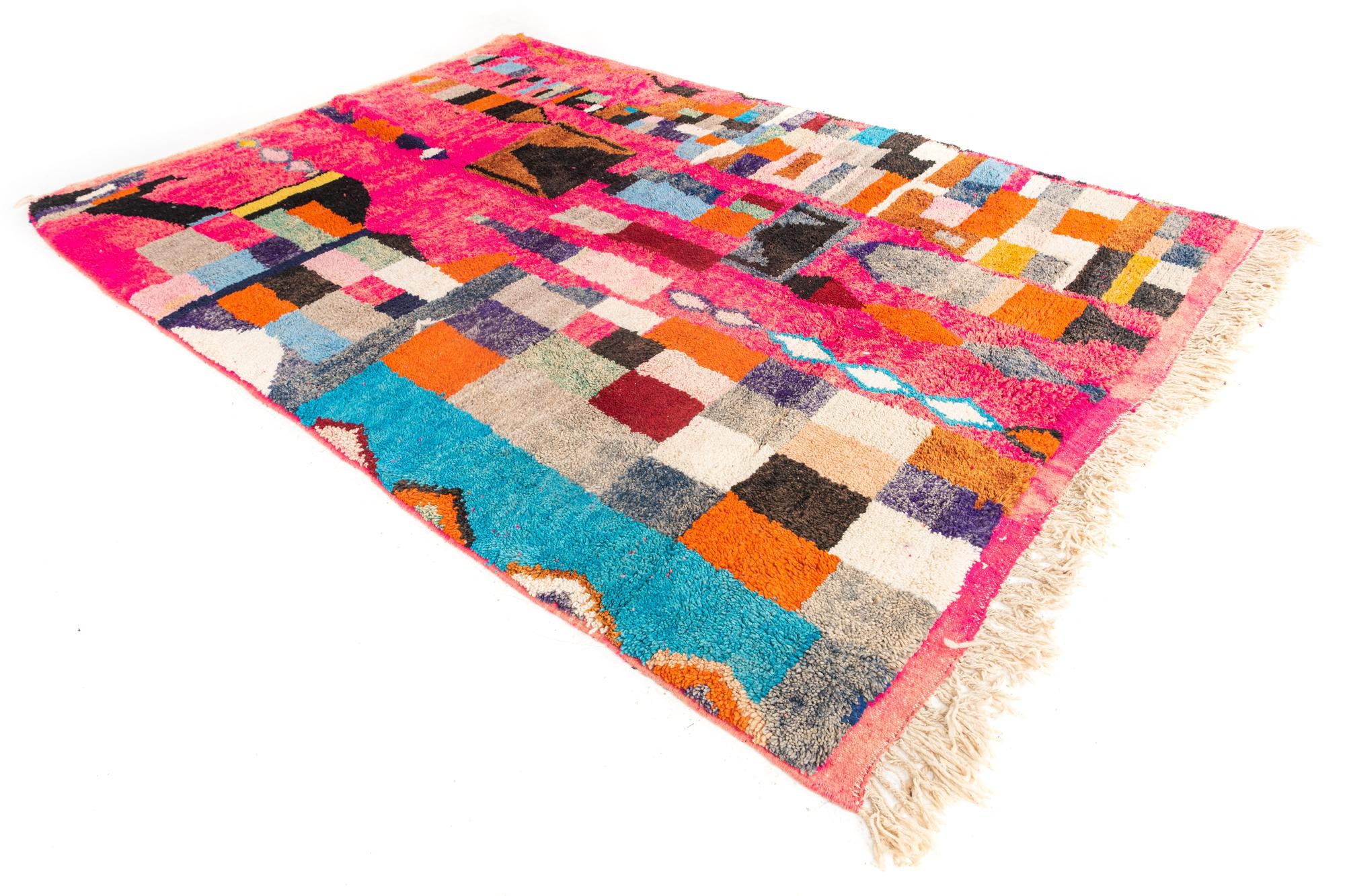 6' 9 x 9' 10 Hand Knotted Moroccan Wool Rug