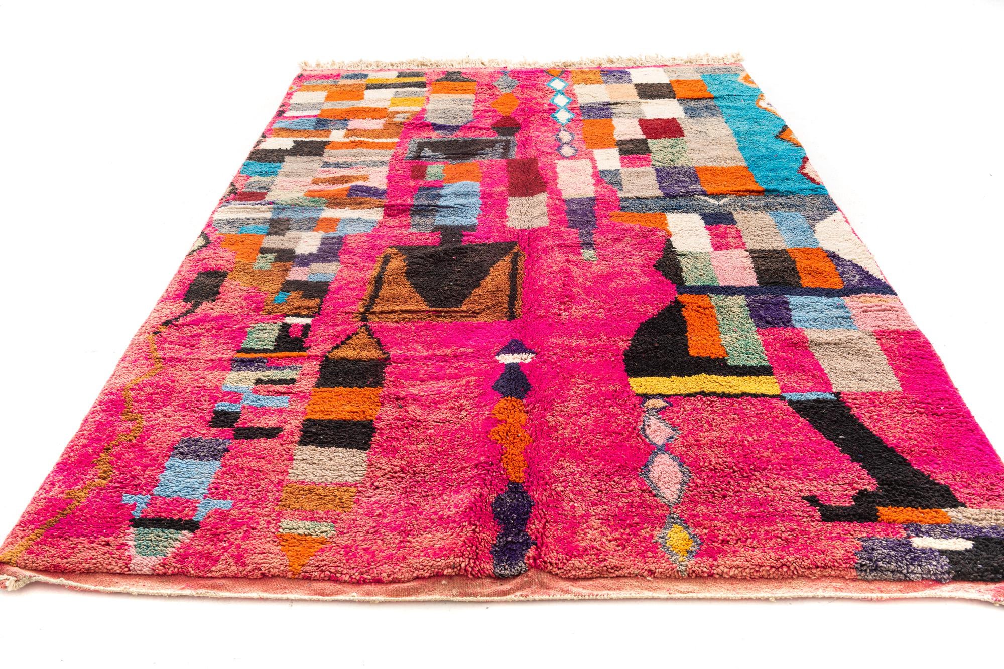 6' 9 x 9' 10 Hand Knotted Moroccan Wool Rug