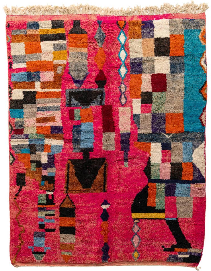 Detail image of 6' 9 x 9' 10 Hand Knotted Moroccan Wool Rug