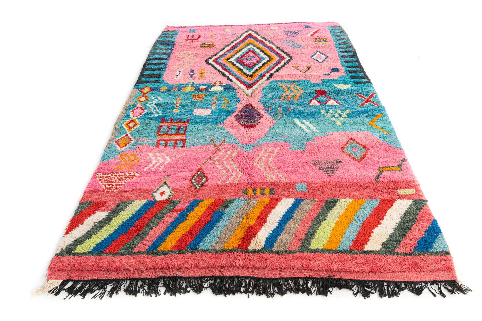 160cm x 255cm Hand Knotted Moroccan Wool Rug