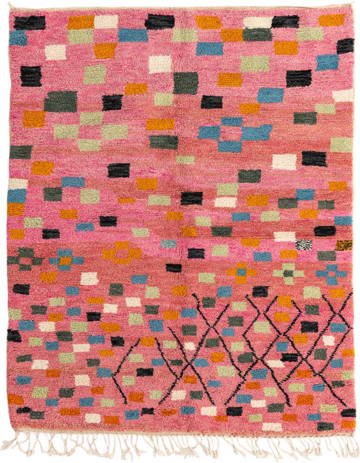 Detail image of 5' 2 x 7' 8 Hand Knotted Moroccan Wool Rug