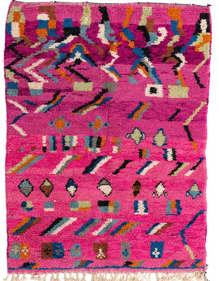 Detail image of 4' 10 x 7' 10 Hand Knotted Moroccan Wool Rug